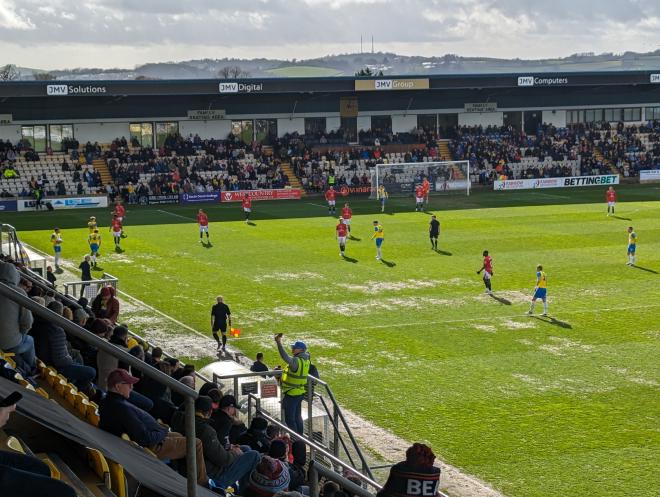 First half action viewed from the away seats