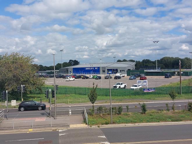 Aveley’s Main Stand and car park